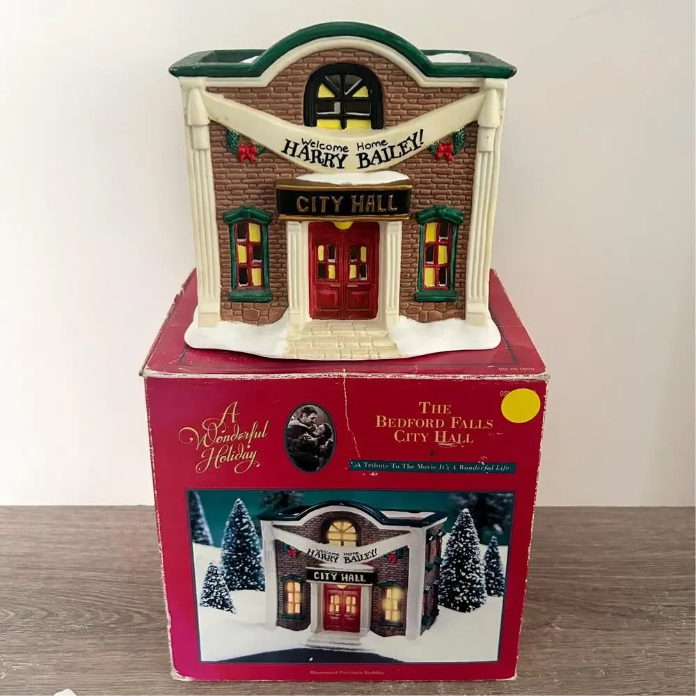 Its a Wonderful Life Holiday Village The Bedford Falls City Hall w/ Box 1997 VTG